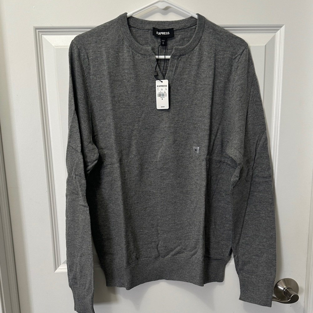Express Men's Charcoal Crewneck Sweater